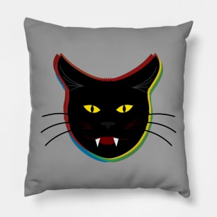 rainbow black cat Pillow