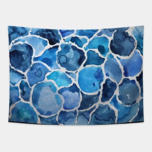 Watercolor Abstract Blues Tapestry