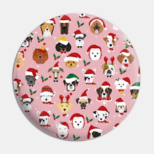 Christmas Dogs Pattern Pink Pin