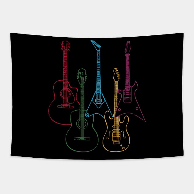 Retro Guitar Tapestry by shirtsyoulike