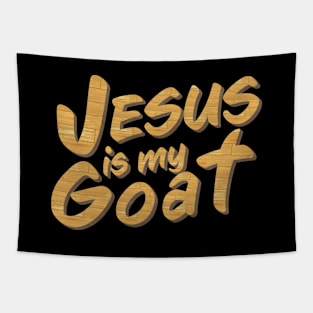 Jesus is my Goat - Wood Cut Text Tapestry