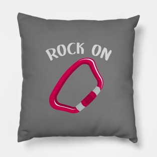 Rock on pink carabiner Pillow