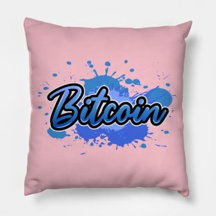 Bitcoin street art blue color Pillow
