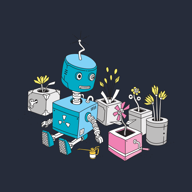 Robot with Flowers by asitha