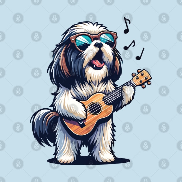 Dog Playing Guitar Singing Shih Tzu Funny Shih Tzu Grandma by BraaiNinja