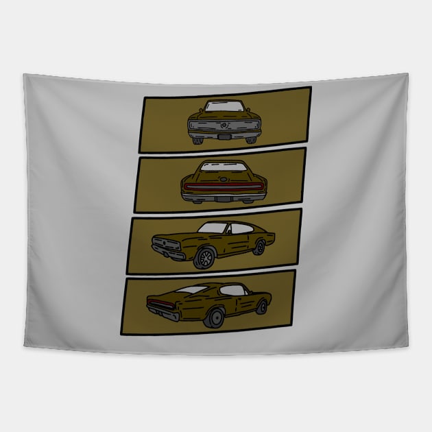 muscle car vintage illustration Tapestry by fokaction