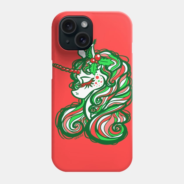 Holly Jolly Unicorn Phone Case by Jan Grackle