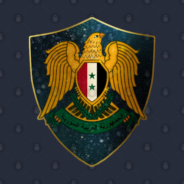 Syria Coat of Arms and Starry Nights Shield by Family Heritage Gifts