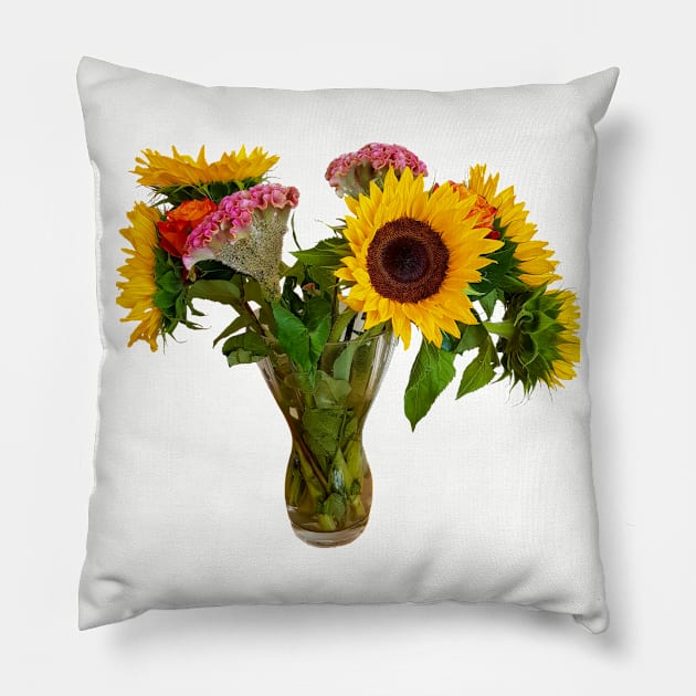 Sunflowers in a Vase Pillow by ellenhenryflorals