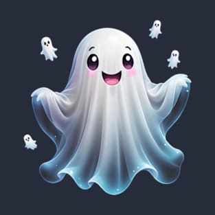 Cute ghost floating. Halloween ghost cartoon T-Shirt