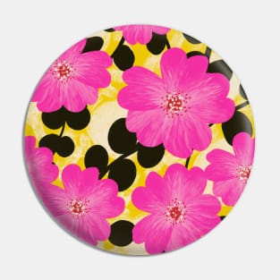 Hot Pink Colour Clash Florals Pin