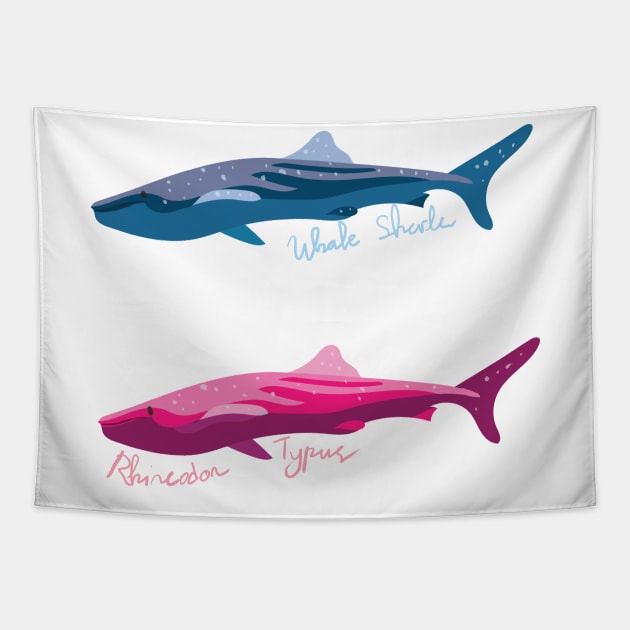 Minimalist Whale Shark Tapestry by Vertei