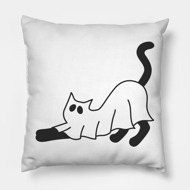 cute Black Cat Ghost Pillow by elhlaouistore