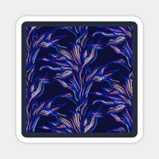 Navy Funky Leaves Magnet