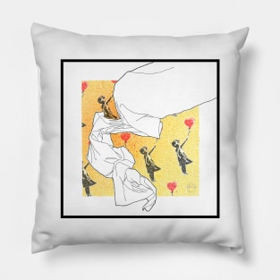 Banksy Girl With Balloon Circle Design Pillow