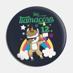 Dabbing Llamacorn Alpaca Llama Unicorn 12TH Birthday Pin