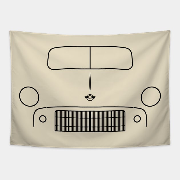 Morris Minor Series II "highlight" 1950s British classic car outline black Tapestry by soitwouldseem