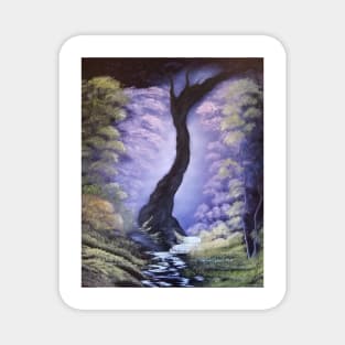 Majestic Woods, Misty Wood, Tree Painting, Woods artwork, Purple Woods Print, Fantasy Wood Magnet