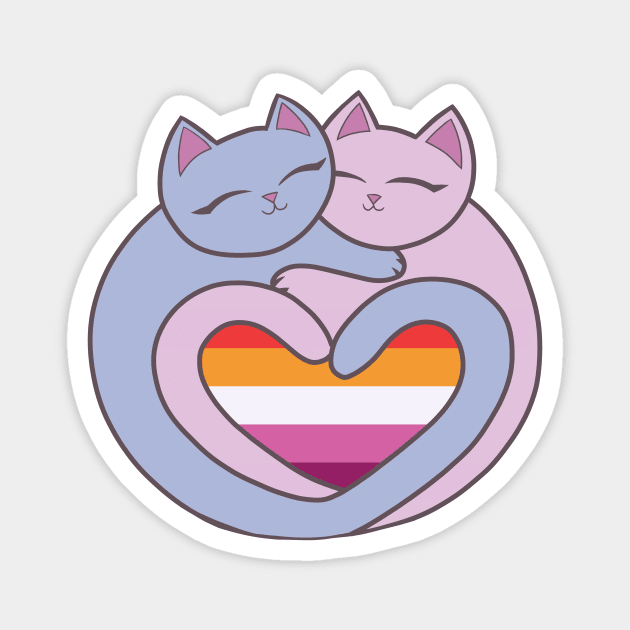 Lesbian Flag Heart Cats Kawaii Magnet by xenotransplant