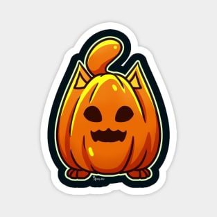 Cat Pumpkin - Halloween Magnet