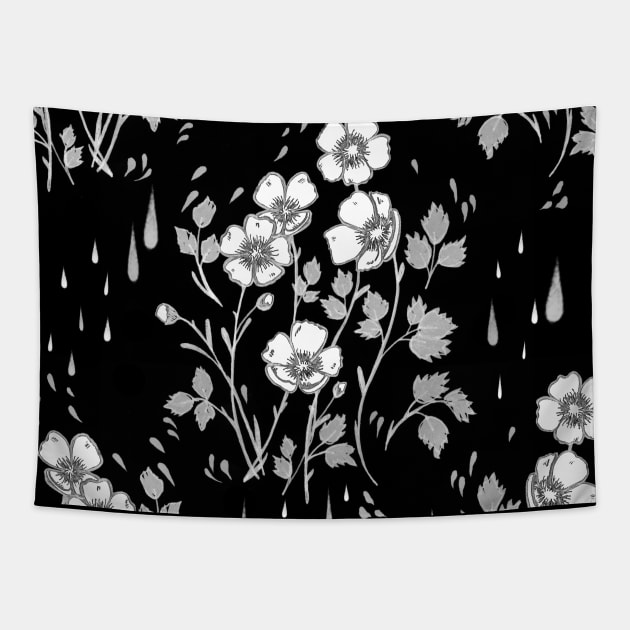 Neon White Flower Pattern Tapestry by JJLosh