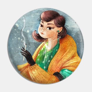 Smoking girl Pin