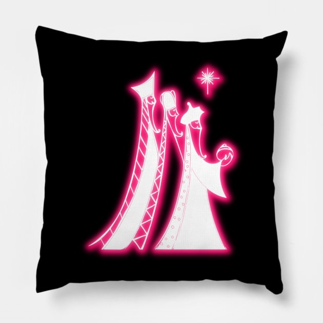 Pink Neon - The Three Kings Pillow by la chataigne qui vole ⭐⭐⭐⭐⭐