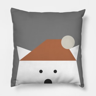 Peek-a-Boo Bear with Earth Red Hat on Warm Gray Pillow