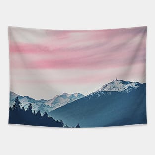 Mountain Themed Art, Love you to the mountains and back, snow capped mountains Tapestry