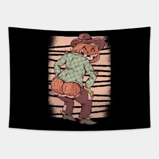 Halloween Scarecrow Pumpkin Buttocks Tapestry