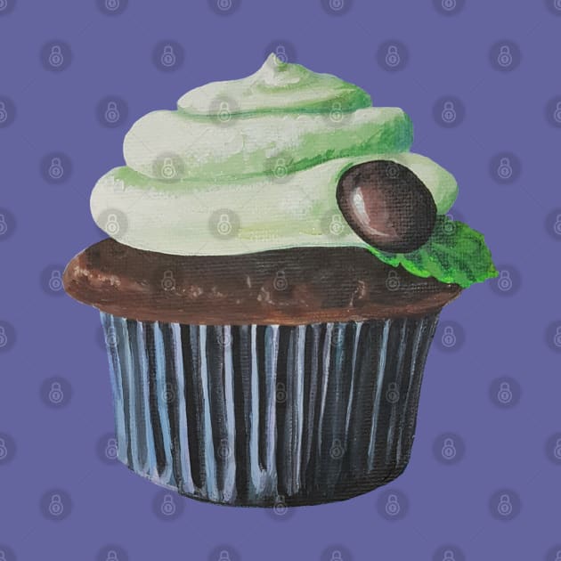 Mint Chocolate Cupcake Painting (no background) by EmilyBickell