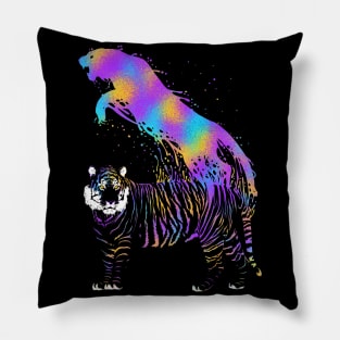 Tiger ink rainbow Pillow