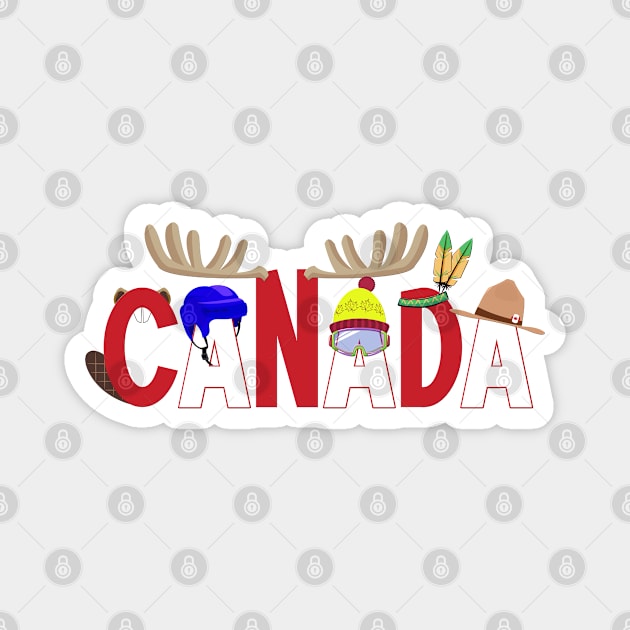 Canada Pride Symbols with Canadian Maple Leaf for Canada Day Magnet by Soul Searchlight