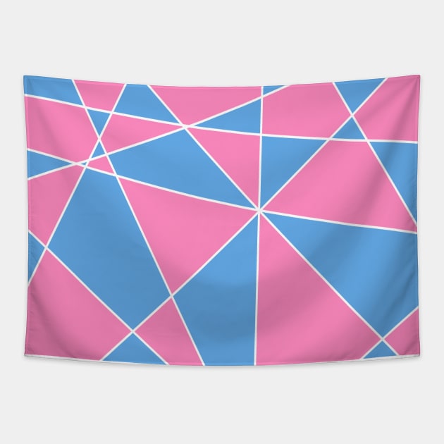 Pastel Pink And Blue Geometric Pattern Tapestry by LunaMay