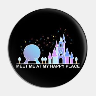 Meet At My Happy Place Quote For Camping Lover & Artists Pin