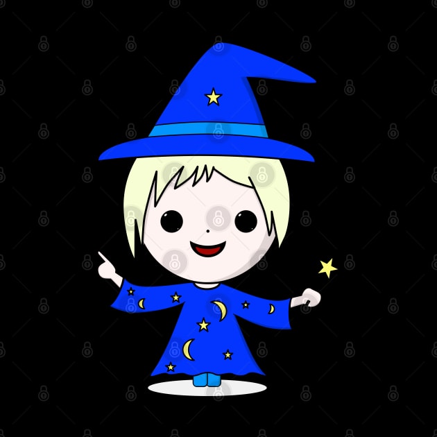 Cute Kawaii wizard with a magic wand by All About Nerds