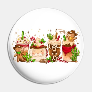 Howdy Santa Latte | Christmas Coffee Lover Design Pin