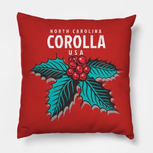 Corolla, NC Christmas Vacationing Holiday Holly Pillow