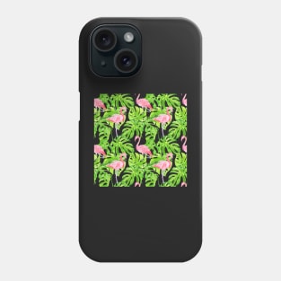 Tropical Pattern Flamingos & Pink Flowers Phone Case