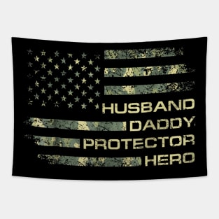 Husband Daddy Protector Hero Flag Tapestry