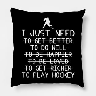 Score Success: Hockey, Betterment, Happiness, Love, Riches on Ice! Pillow