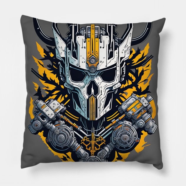 Mecha Skull S02 D68 Pillow by Houerd