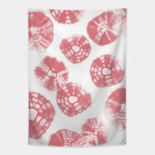 Shibori Kumo tie dye watermelon pink dots over white Tapestry