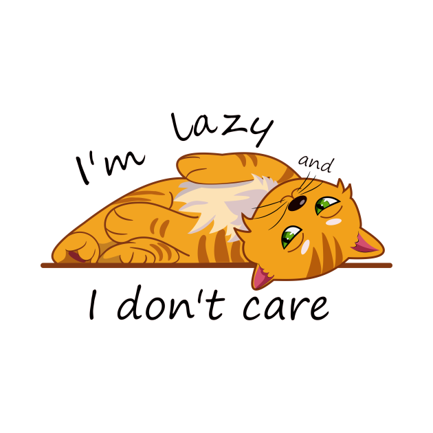 Disover I'm lazy and I don't care - Cute Orange Cat - T-Shirt