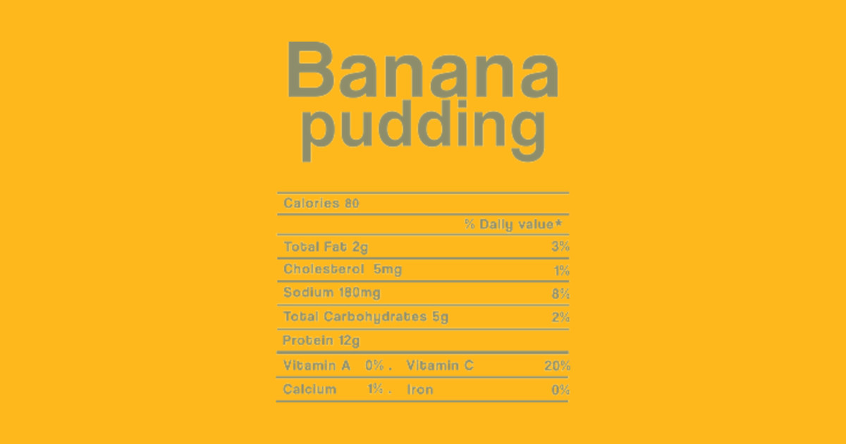 Banana Pudding Nutrition facts Christmas Thanksgiving Gift Banana