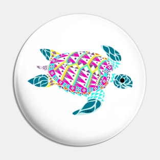 kawaii radioactive turtle in ecopop mutant pattern from the floral caribbean art Pin