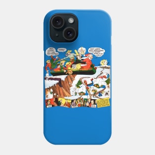 The sleigh flies through the snow with Santa Claus and all his friends while the town waits for Christmas gifts. Retro Vintage Comic Phone Case