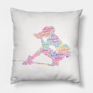 Photographer Photography Silhouette Shape Text Word Cloud Pillow