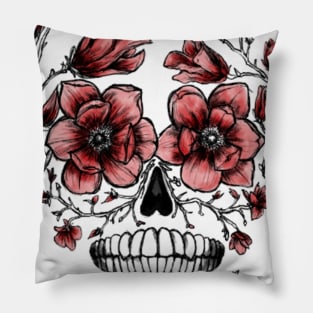 Flower Human Skull Pillow