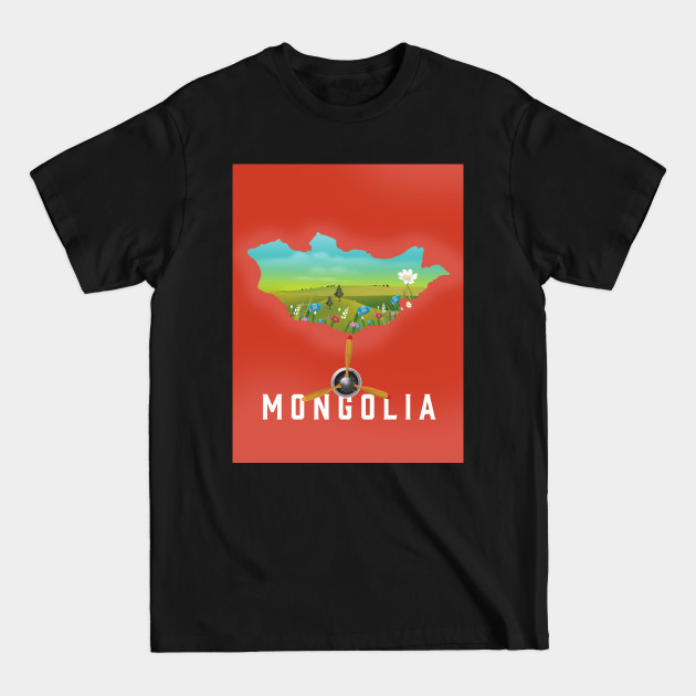 Disover Mongolia Map travel poster - Mongolia - T-Shirt